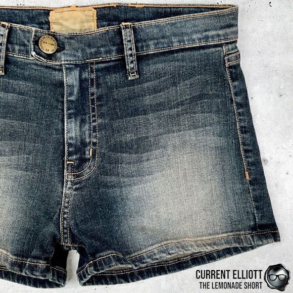 CURRENT ELLIOTT LEMONADE JEAN SHORTS SUN-FADED DENIM MINI SHORTS SIZE 24 / 0 NEW - Picture 3 of 13
